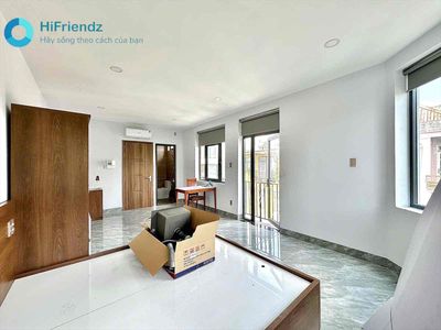 Rent the corner with balconies and the wide-lit window system