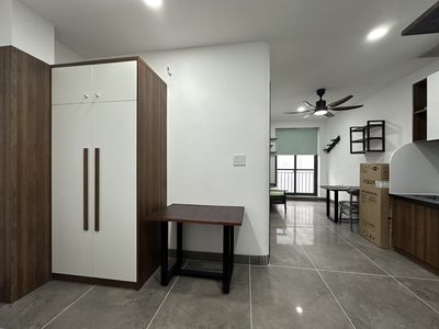 We'll rent a mini apartment. 45 M2, two beds. Four in comfort.