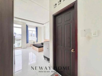 The balcony studio is located near the 8th district stop.