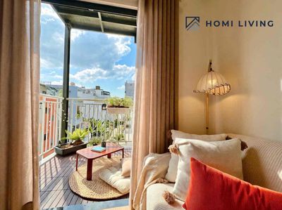 apartment one high-level balcony bedroom in the D. Nguyễn Thái Bình, District 1