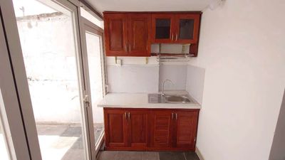 The balcony, the kitchen, the private washing machine.