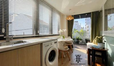 The apartment is one-two bedroom.. . . . . . . . . . .