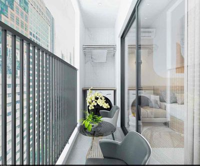 Open up the upper apartment - a modern bedroom - washing machine