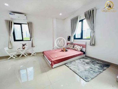 The balcony studio apartment is nearly 40 meters wide. There's an elevator near the town bridge.
