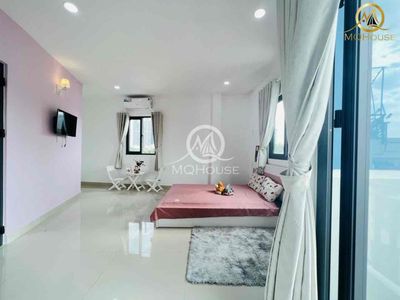 The balcony studio apartment is nearly 40 meters wide. There's an elevator near the town bridge.