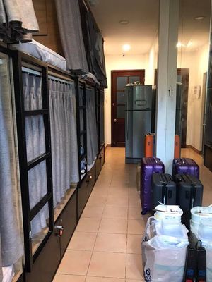 The dorm room covers water for women. One, separate toilet and kitchen.