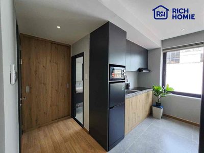 The studio is a super-smooth, cool bedroom - full interior.