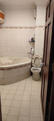 There's a real bathroom in the upper room.