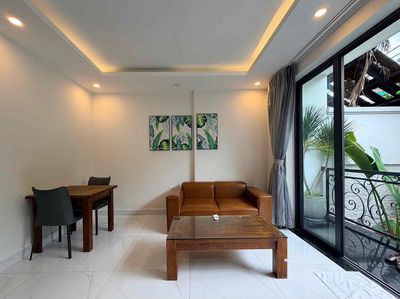 Room 1 Thảo Điền has its own garden - super wide open with light