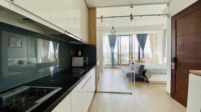 The apartment is one bedroom. The Japanese City Public Hall.