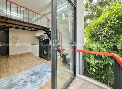 The apartment, the balcony, the green view, is Ngô Bệ - across from the etown.