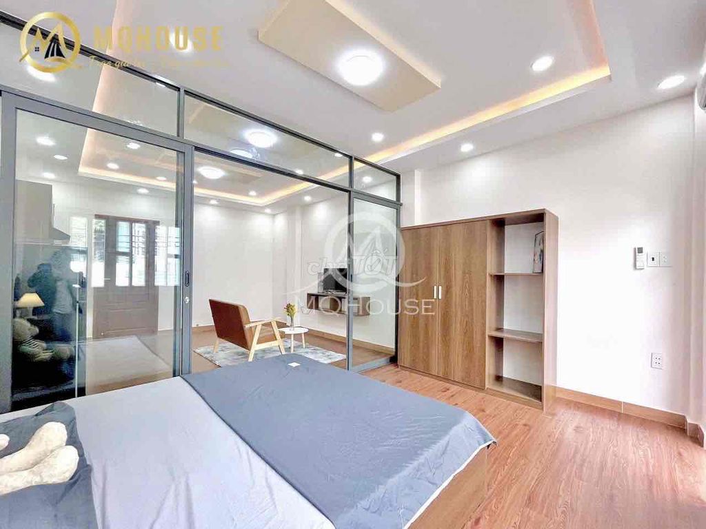 The apartment is a super-wide kitchen room, right at  cmt8 - 716.