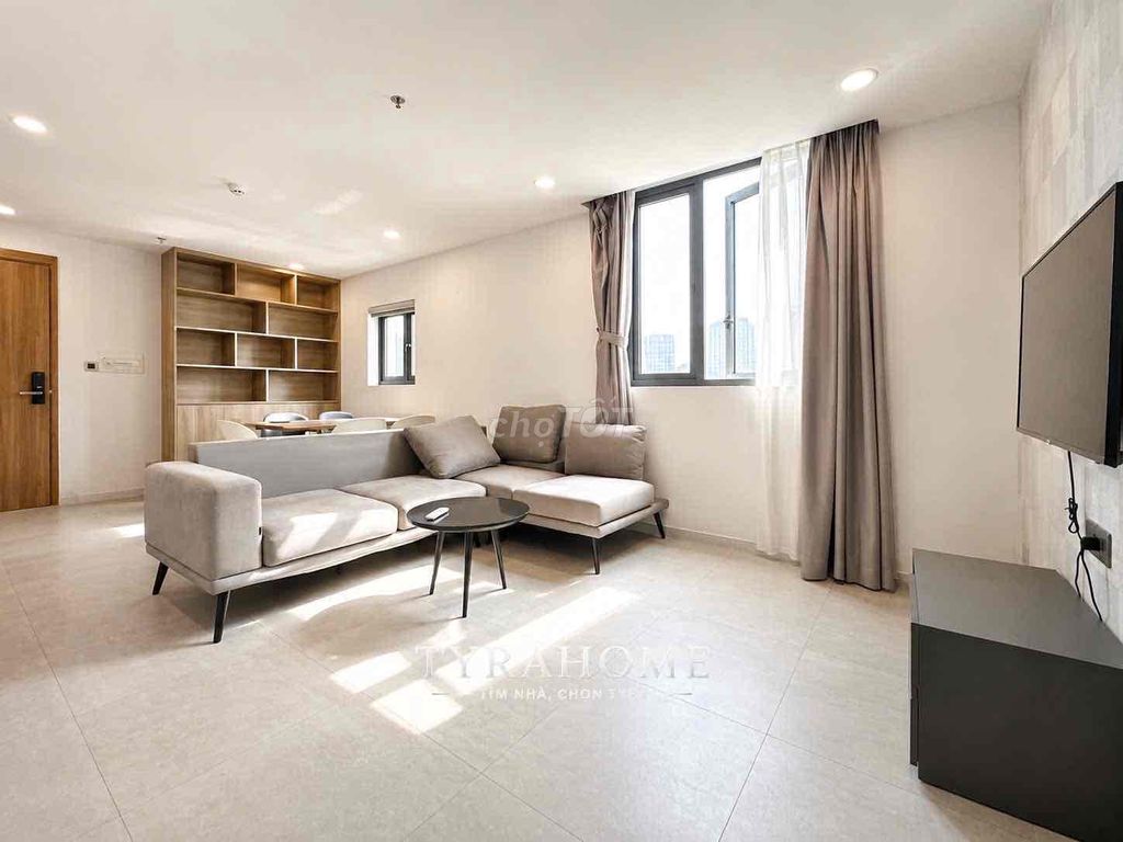 Two bedrooms. A modern bedroom.