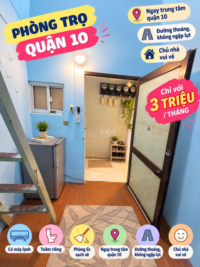 Rent a room with a attic, private toilet - 14 Trần Minh Quyền, District 10