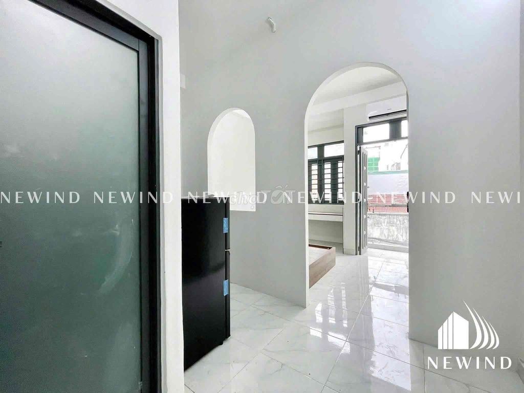 The kitchen apartment has a full empty interior in place.