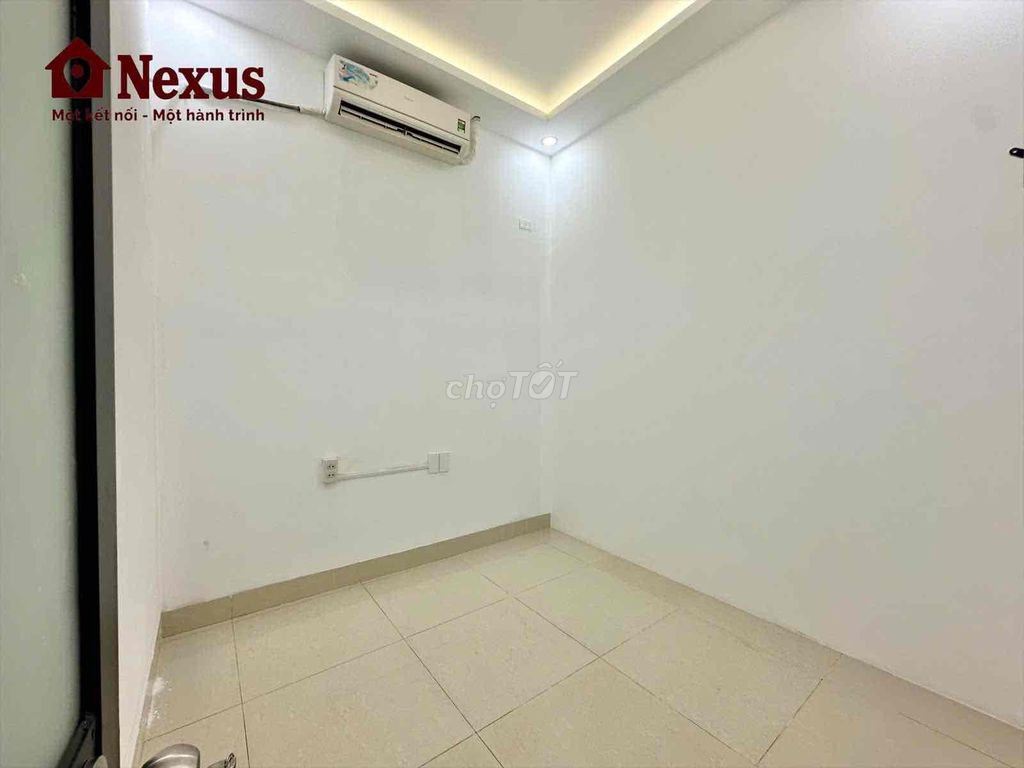 Two bedrooms. One bathroom with a balcony that's been raised super wide.