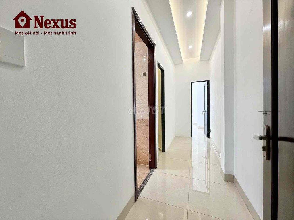 Two bedrooms. One bathroom with a balcony that's been raised super wide.