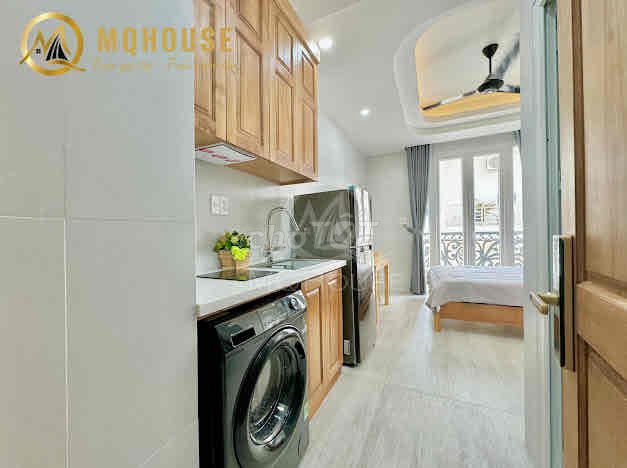 The studio has a balcony. Full advanced interior in shape, right in pvb market