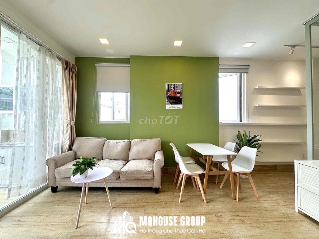 studio service apartment 1 .a. p.u. balcony full interior, tone pastel