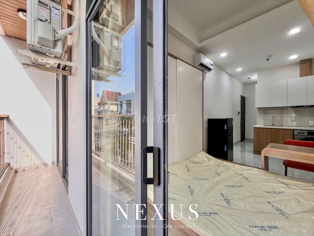 High-level balcony studio - full interior - elevator