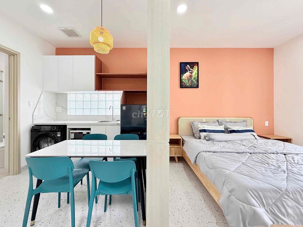 apartment balcon - full interior - private washing machine - Thích Quảng Đức, bedroom