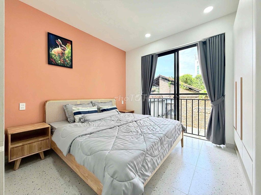apartment balcon - full interior - private washing machine - Thích Quảng Đức, bedroom