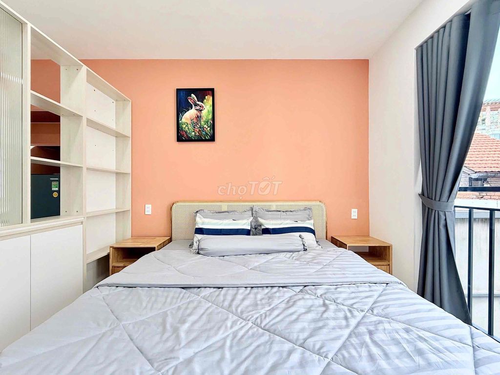 apartment balcon - full interior - private washing machine - Thích Quảng Đức, bedroom