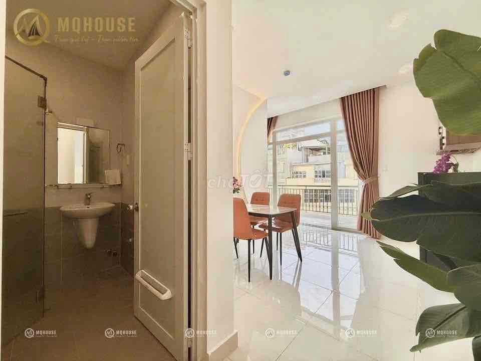 Room full balcony furniture, open window at seven meek