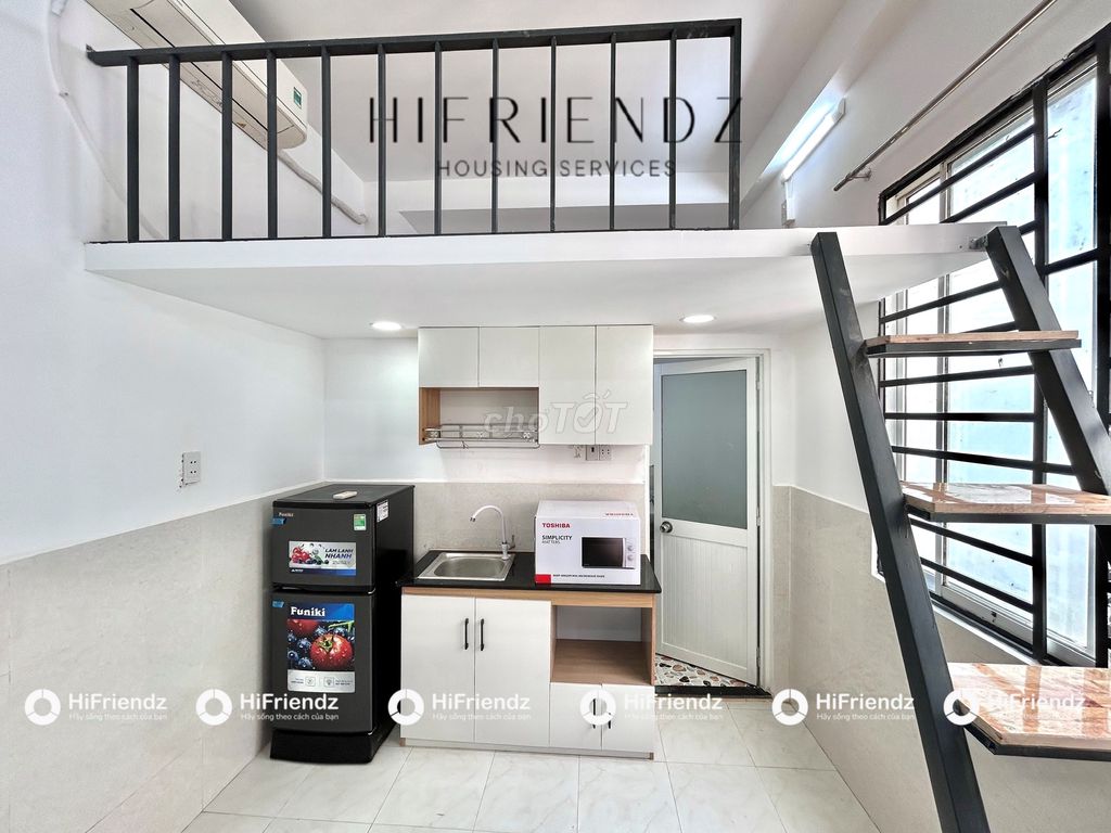 The new Duprix siu  xink is 25 meters wide full of furniture with a wide microwave.
