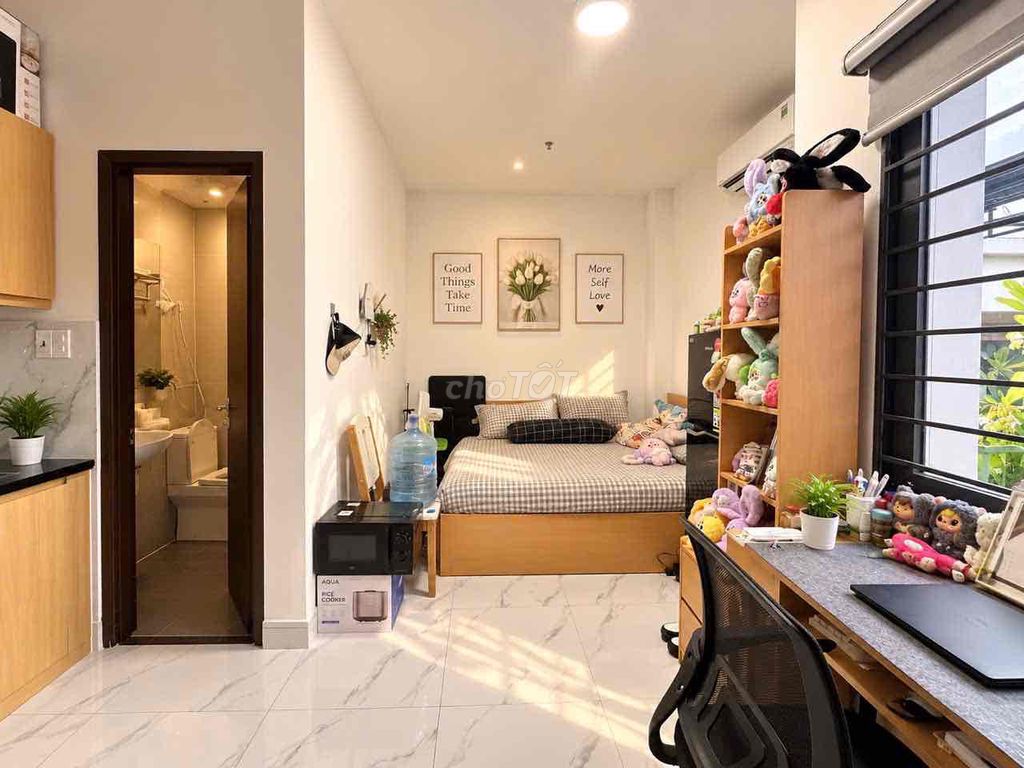 The apartment is cheap near the green line.