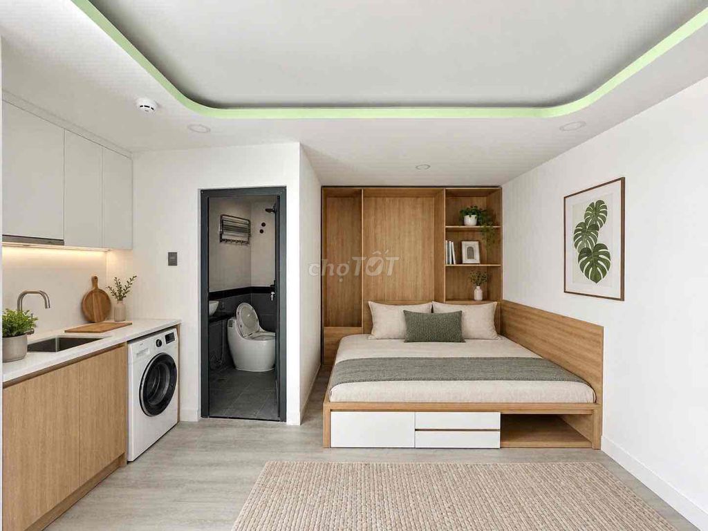 The cool studio apartment is right on Dương Quảng Hàm Street.