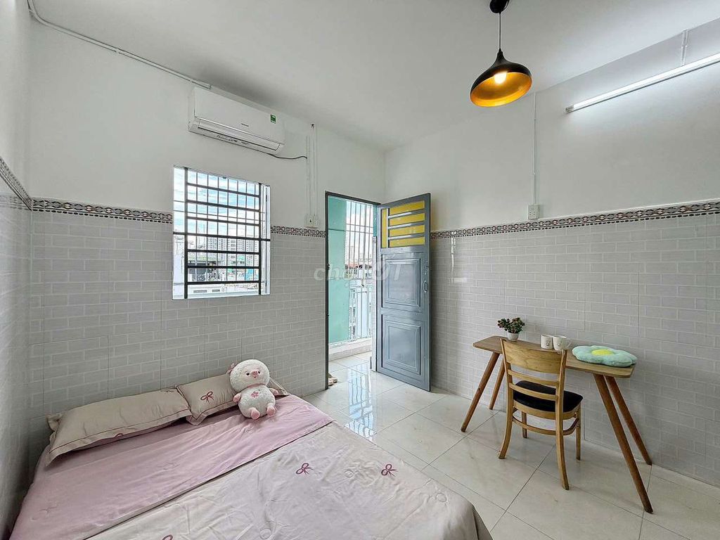 The mini apartment has a balconies with new furniture built in the shower, lotte mart.