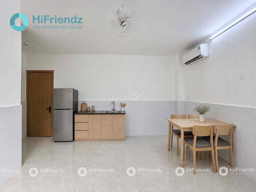 The studio apartment is full of furniture near the north coastal residence.