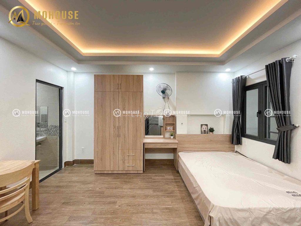 The service apartment - Layout Studio behind the balcony - Full interior right in Etown Cộng Hoà - K300