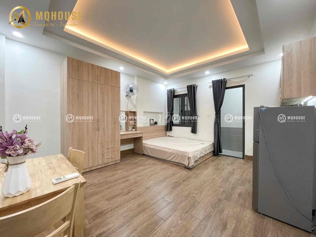The service apartment - Layout Studio behind the balcony - Full interior right in Etown Cộng Hoà - K300