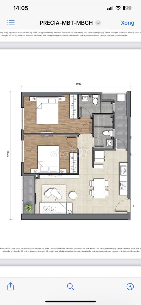 We're about to empty- - Rent two bedrooms. 72 meters.