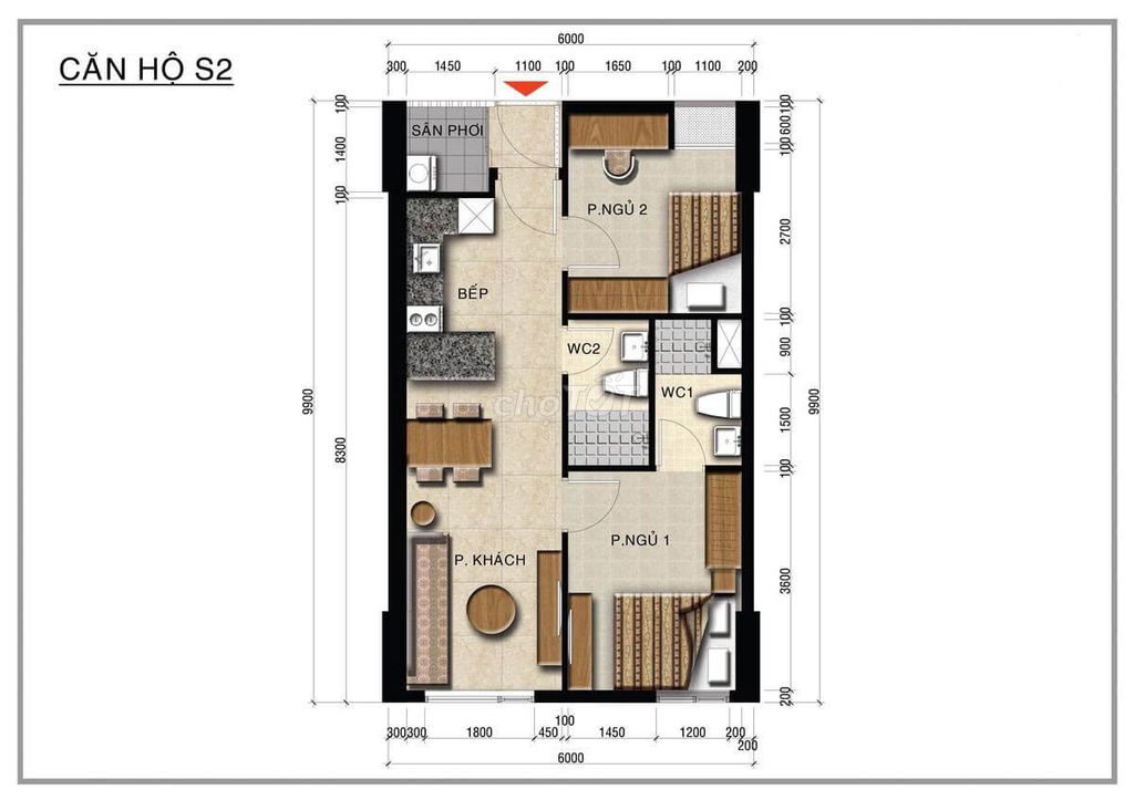 have two bedrooms at Centna Thum Mai Chi Ting