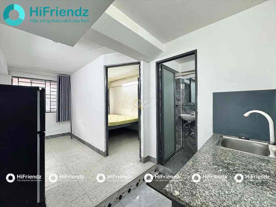 A private bedroom-- broad kitchen, separate bedroom, easy access.