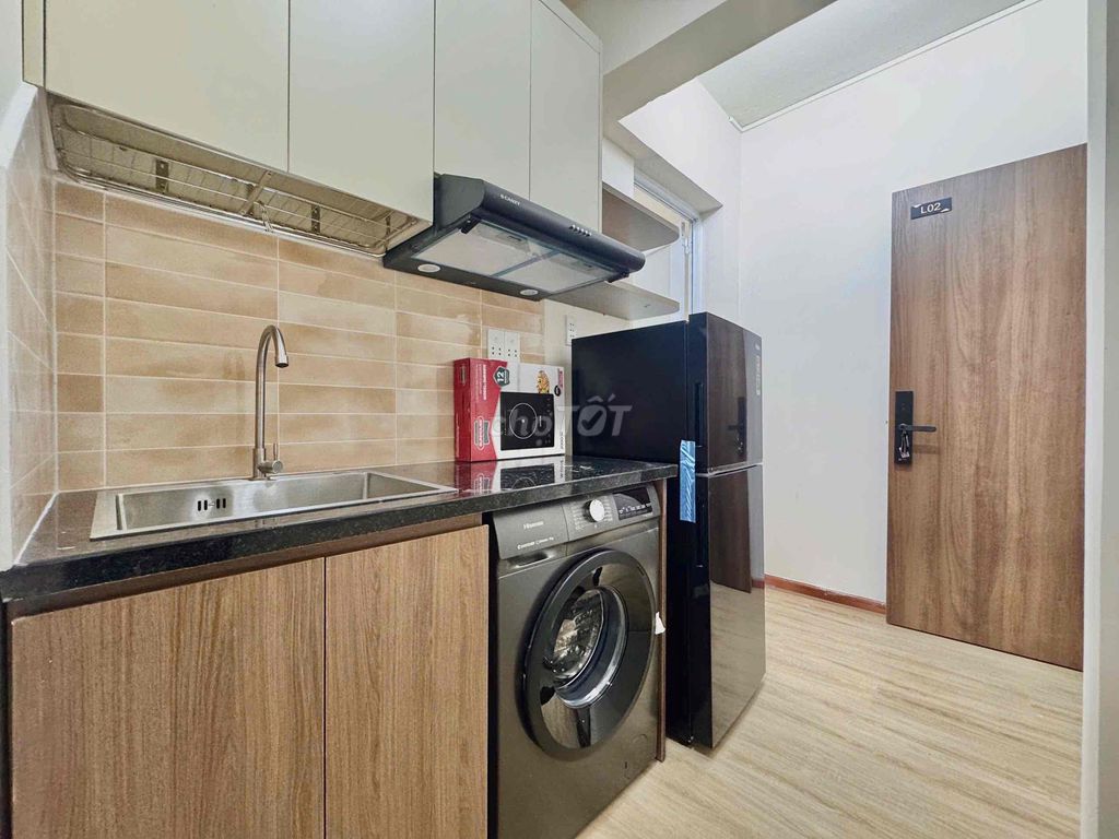 1 bedroom - Hoàng Minh Giám, bedroom - new apartment with its own washing machine, balcony