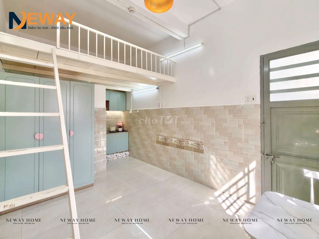 The new mini building has a new full-house elevator in the shower.