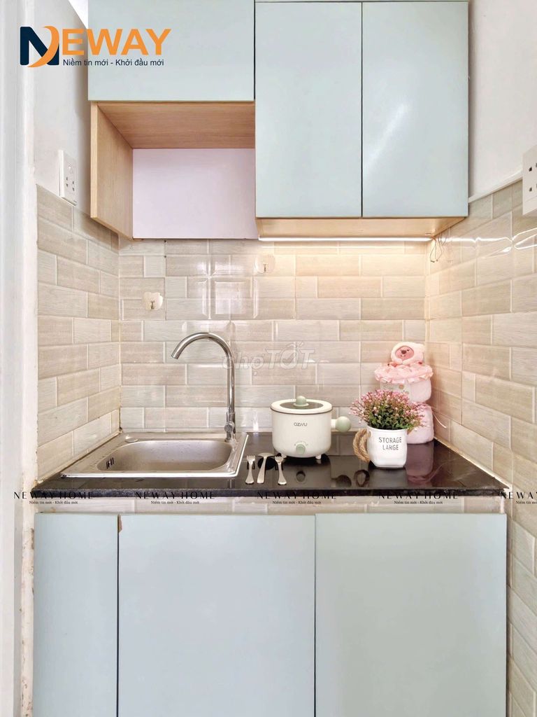 The new mini building has a new full-house elevator in the shower.