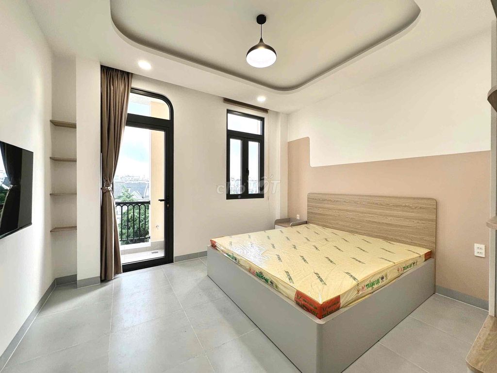 One bedroom, one living room, one full interior, one balcony.