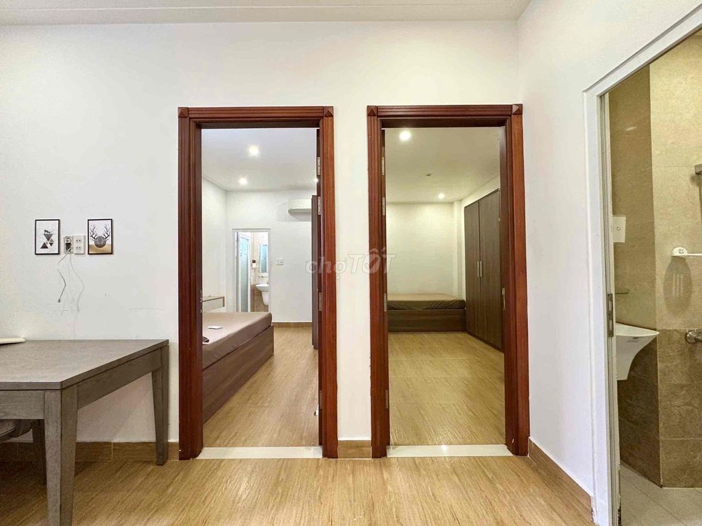 Two bedrooms. Two bathrooms. A living room in the Royal Park.
