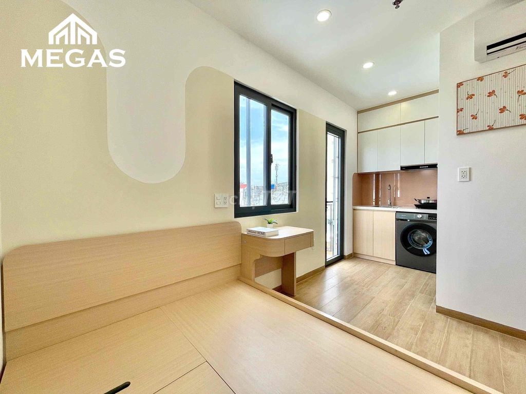 The balcony studio -- the private washing machine -- the smell cleaner -- from the kitchen.