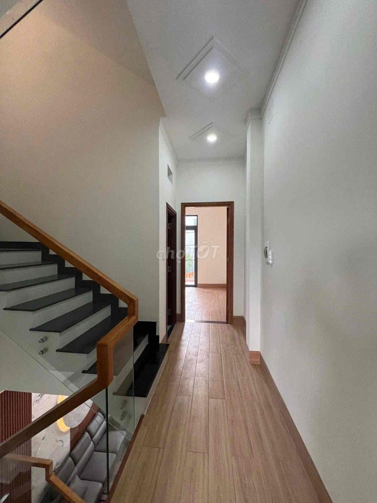 New place. Two floors, four bedrooms. Three bathrooms.