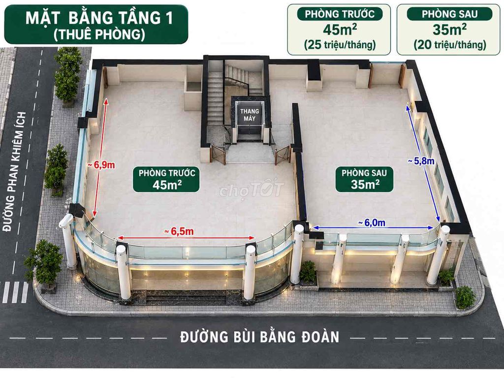 Rent Bùi Bằng Đoàn Corners 20 million a month.