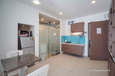 We're about to empty the apartment. A Thảo Điền kitchen room! balcony