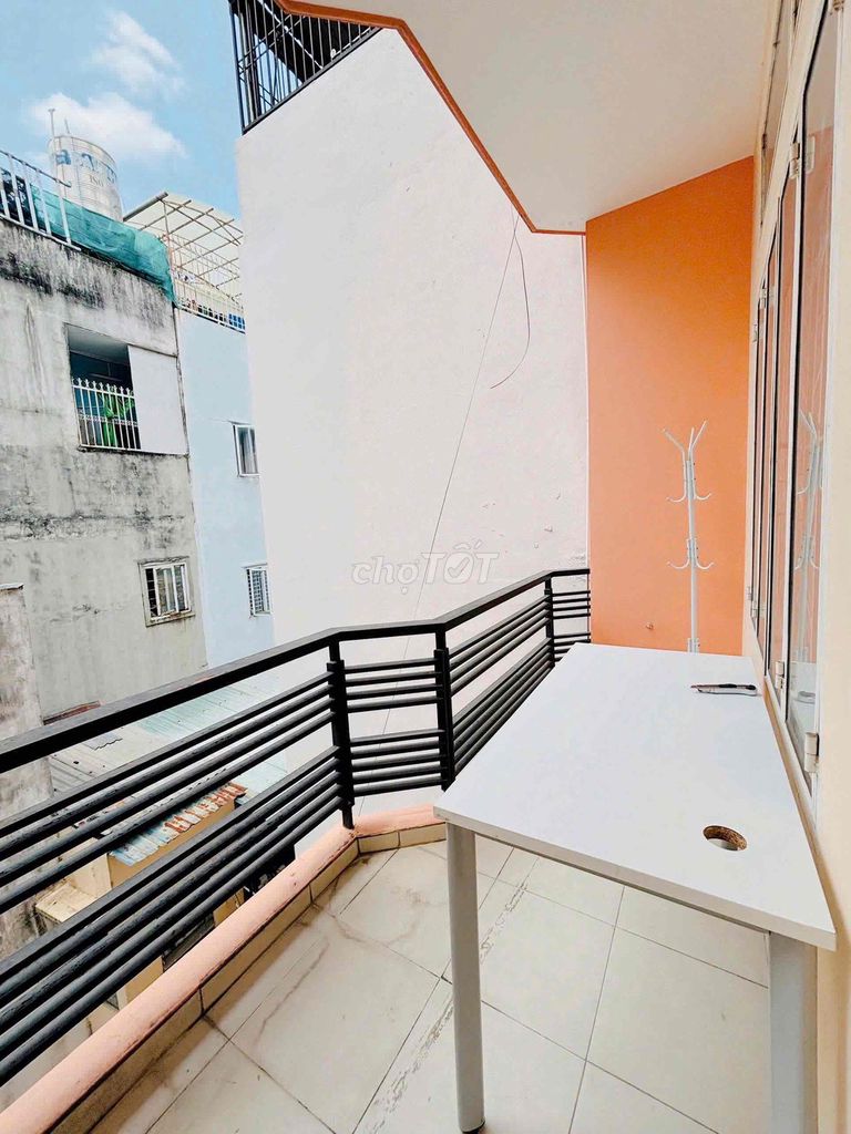 The balcony studio is open with the full interior immediately intended