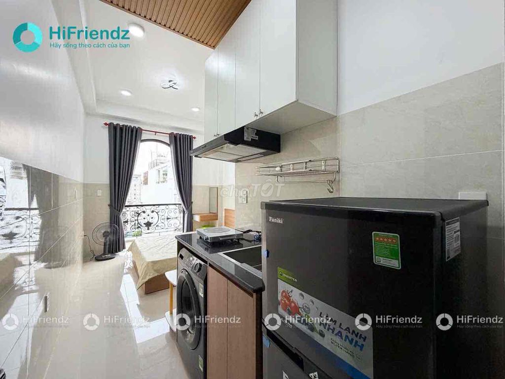 Rent the balcony studio full Lâm Văn Bền interior covertte mart