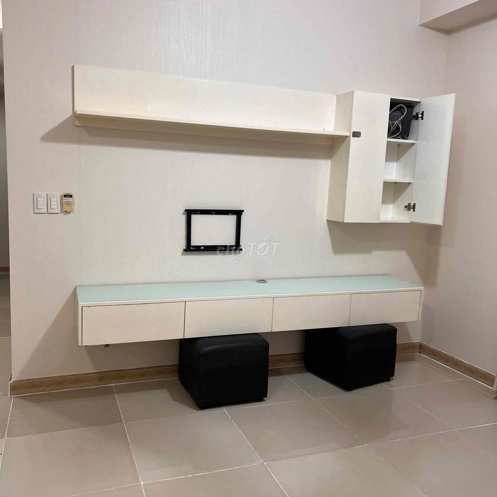The three bedrooms are full of furniture.